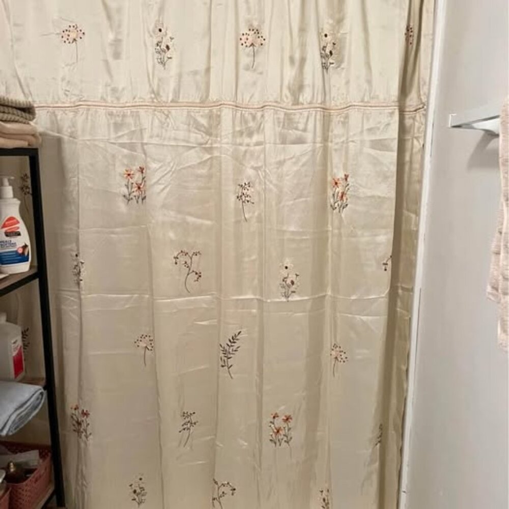 Springmaid Tan Flowered Shower Curtain